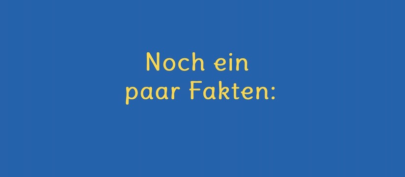 Blauer Hintergrund, auf welchem mit gelber Schrift "Noch ein paar Fakten:" steht